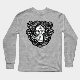 Trippy Coffee Girl Long Sleeve T-Shirt